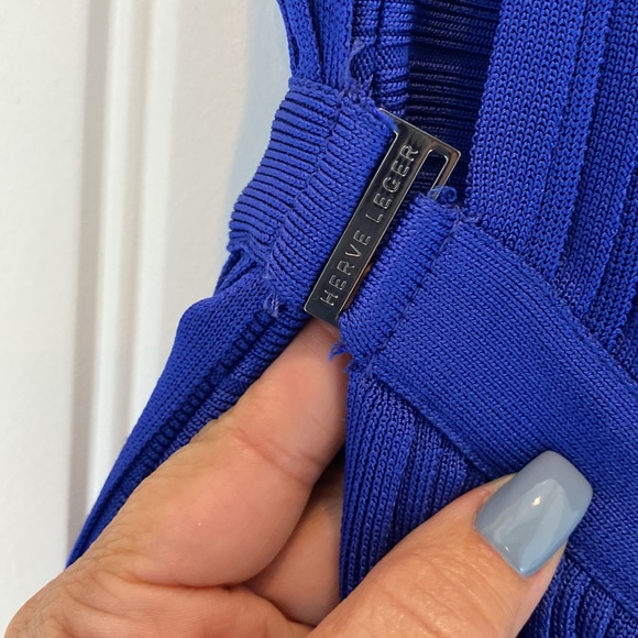 Herve Leger Blue Leilei Fringe Dress - Picture 9 of 16